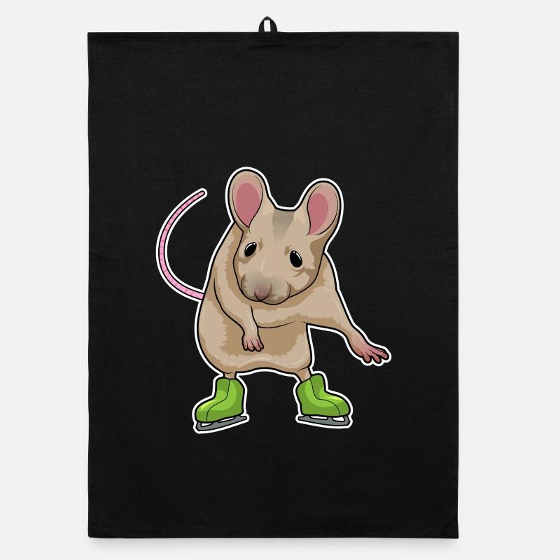 Maus Eislaufen Schlittschuhe Organic Geschirrtuch