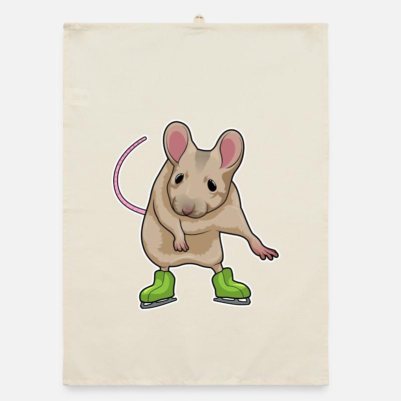 Maus Eislaufen Schlittschuhe Organic Geschirrtuch