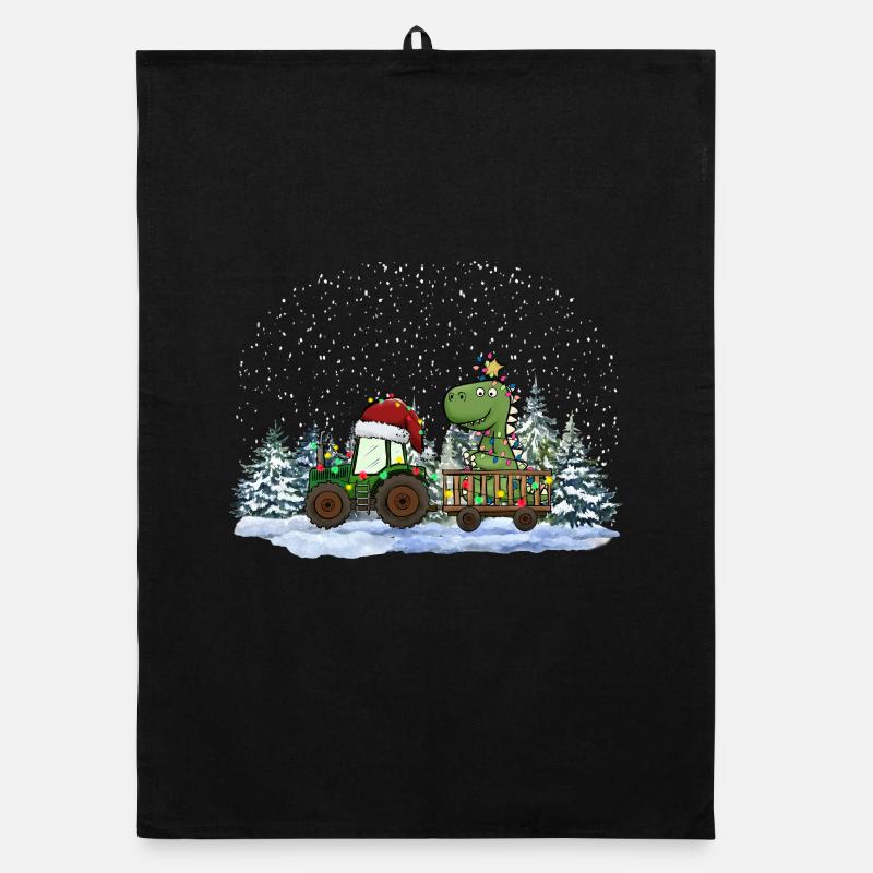 Christmas Tractor Tree Rex Dino Tractor Pajamas Organic dish towel