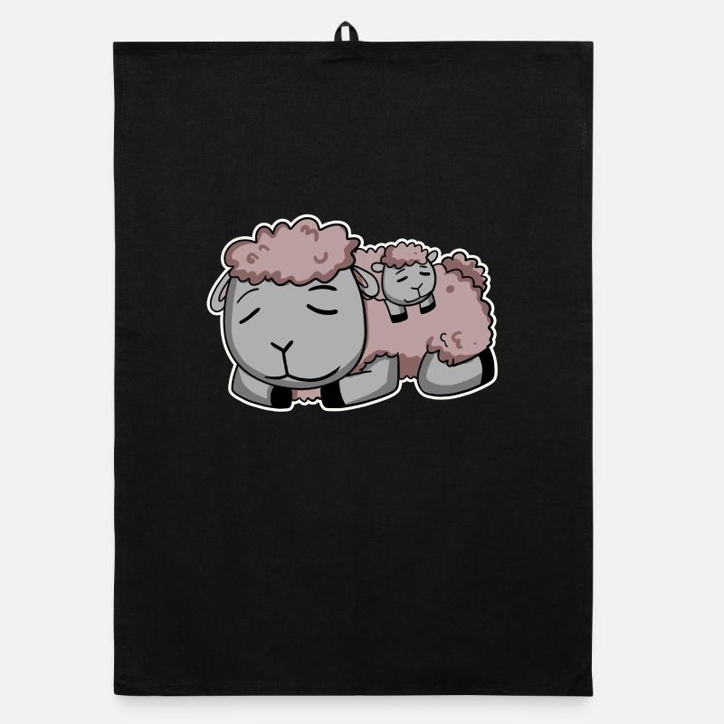 Moutons avec bébé moutons Torchon bio