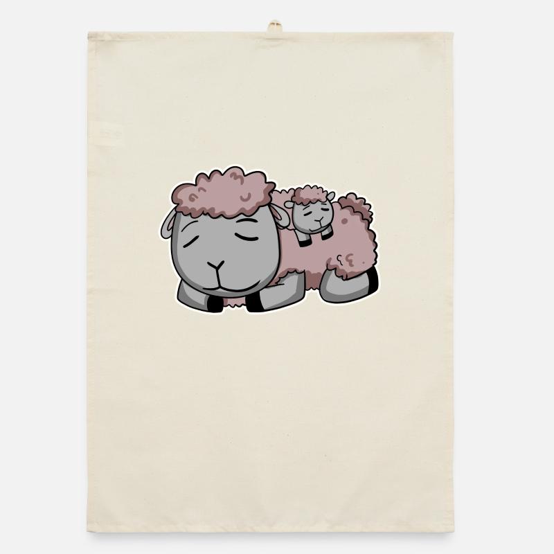 Moutons avec bébé moutons Torchon bio