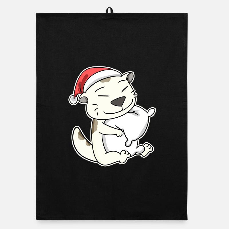 Devon Rex Cat Christmas Sleep Tired Organic dish towel
