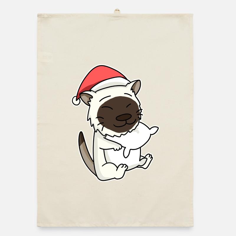Chat birman Noël Sleeping Tired Torchon bio
