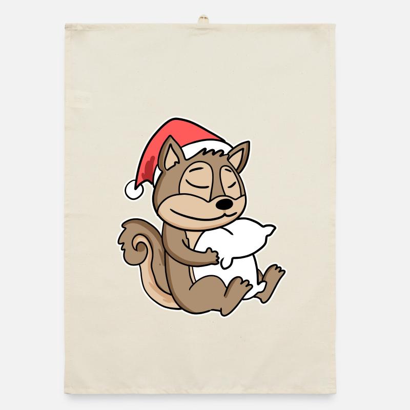 Squirrel Christmas Sleep Sleep Organic dish towel