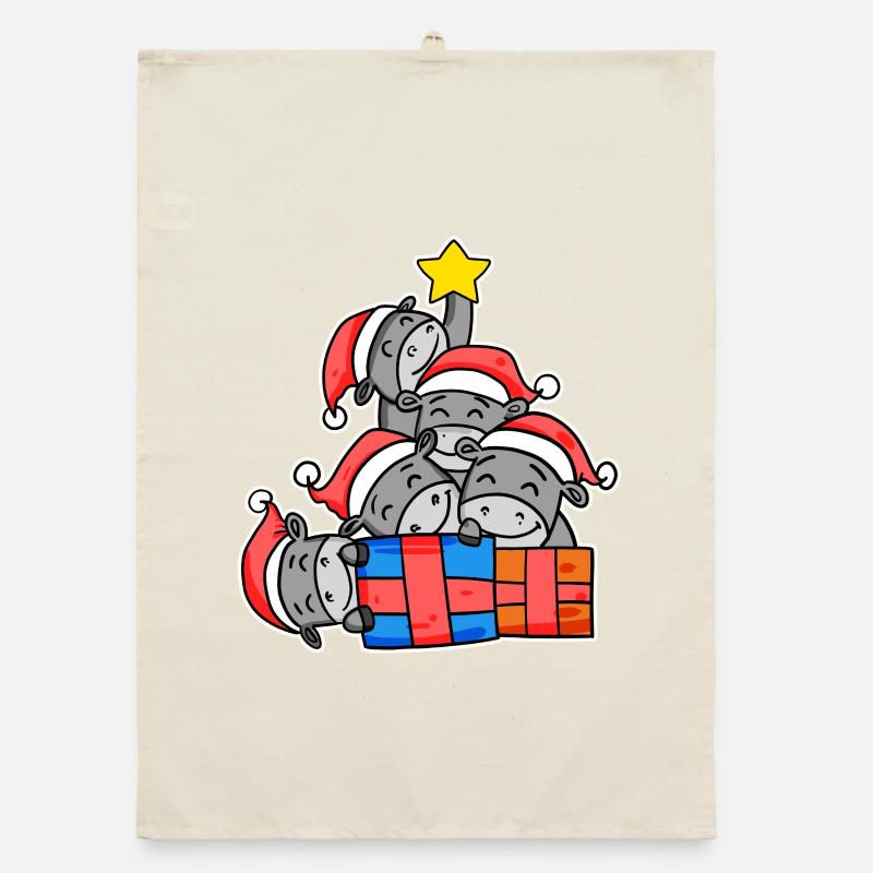 Weihnachten Weihnachtsbaum Esel mit Geschenke Organic Geschirrtuch
