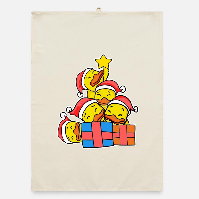 Christmas Christmas Tree Duck Ducks Organic dish towel