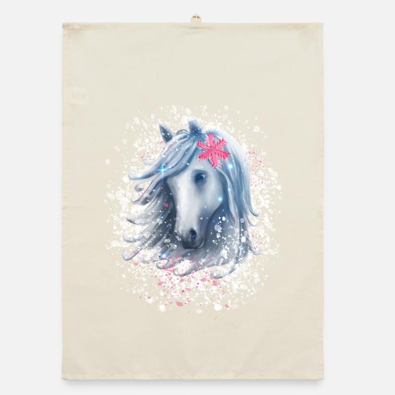 Cheval flocon de neige Noël Torchon bio