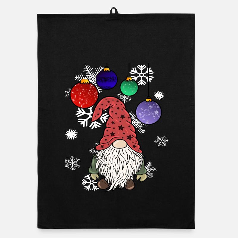 Gnomes elfes de Noël avec flocons de neige Torchon bio