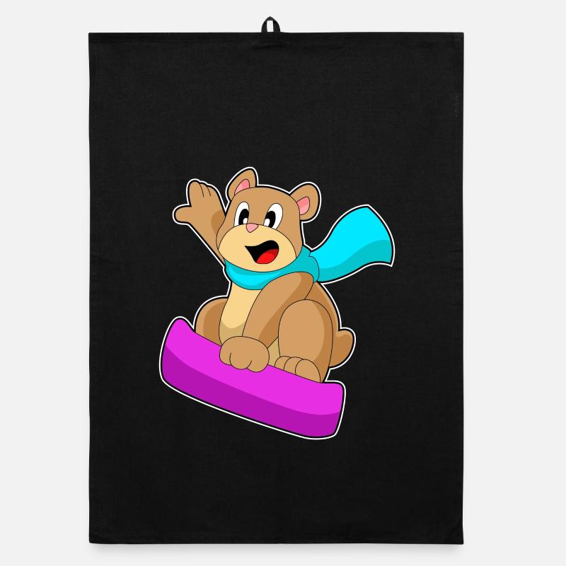Bear Snowboarder Snowboard Torchon bio