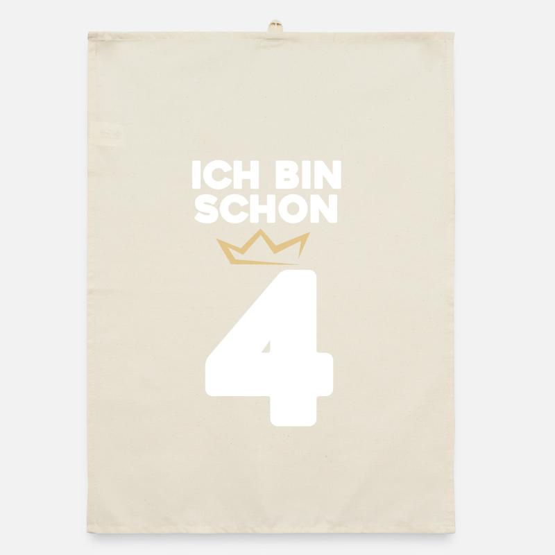 4 Geburtstag - 4 Jahre mit Krone Organic Geschirrtuch