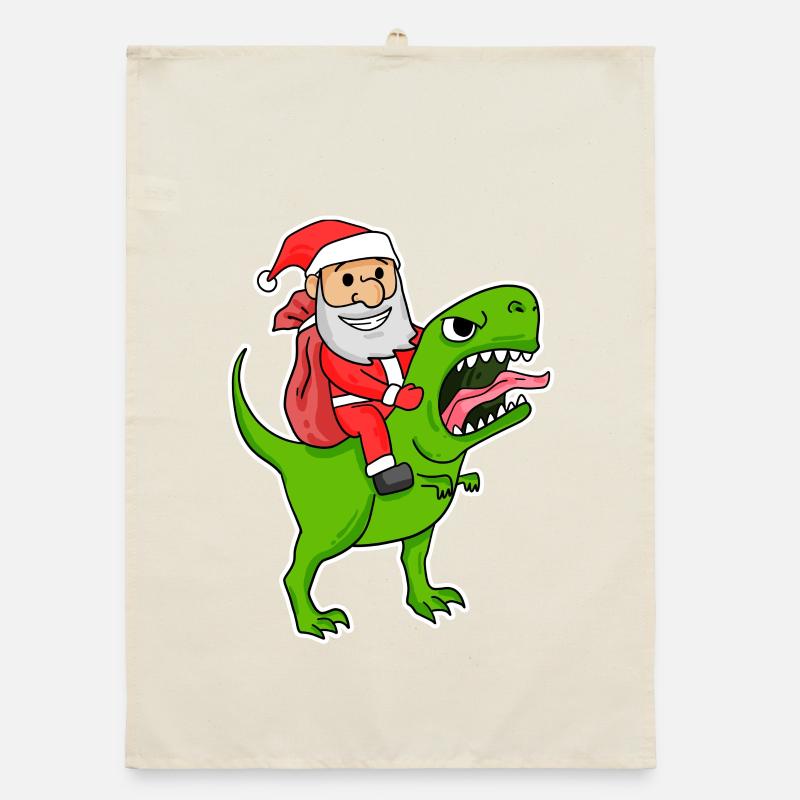 Weihnachtsmann Dinosaurier Organic Geschirrtuch