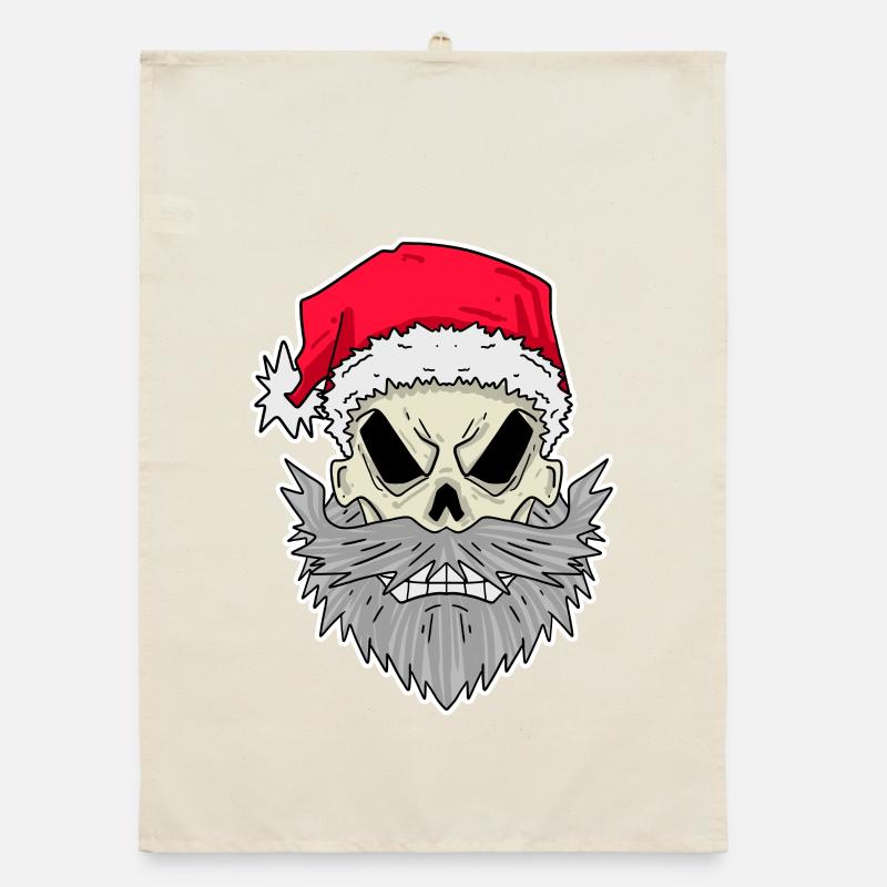 Crâne du Père Noël Torchon bio