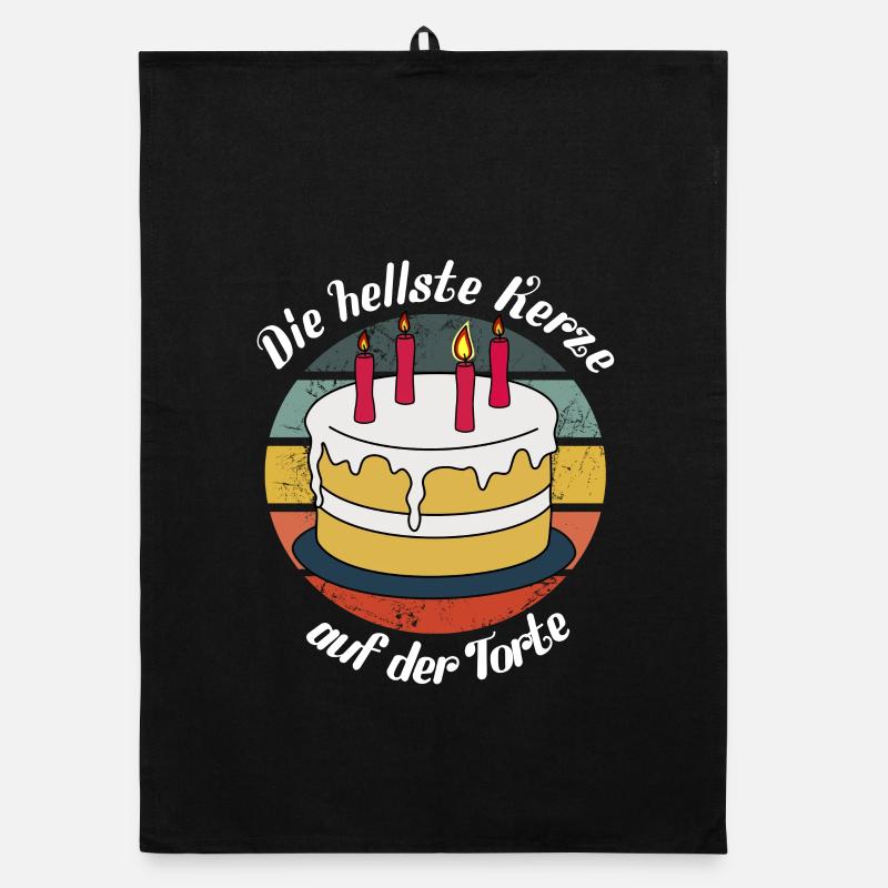 Hellste Kerze auf der Torte - weiße Schrift Organic Geschirrtuch