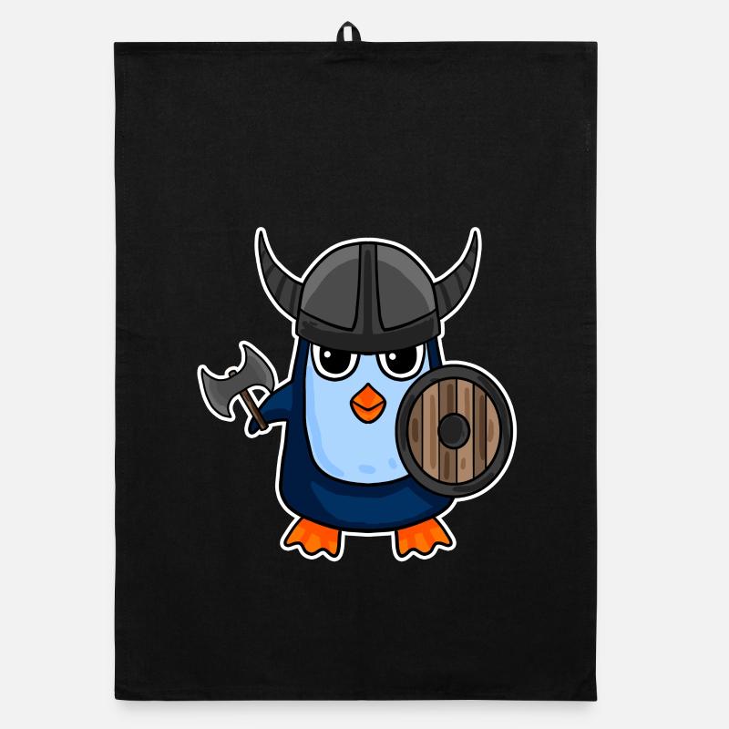 Wikinger Pinguin Motiv Organic Geschirrtuch