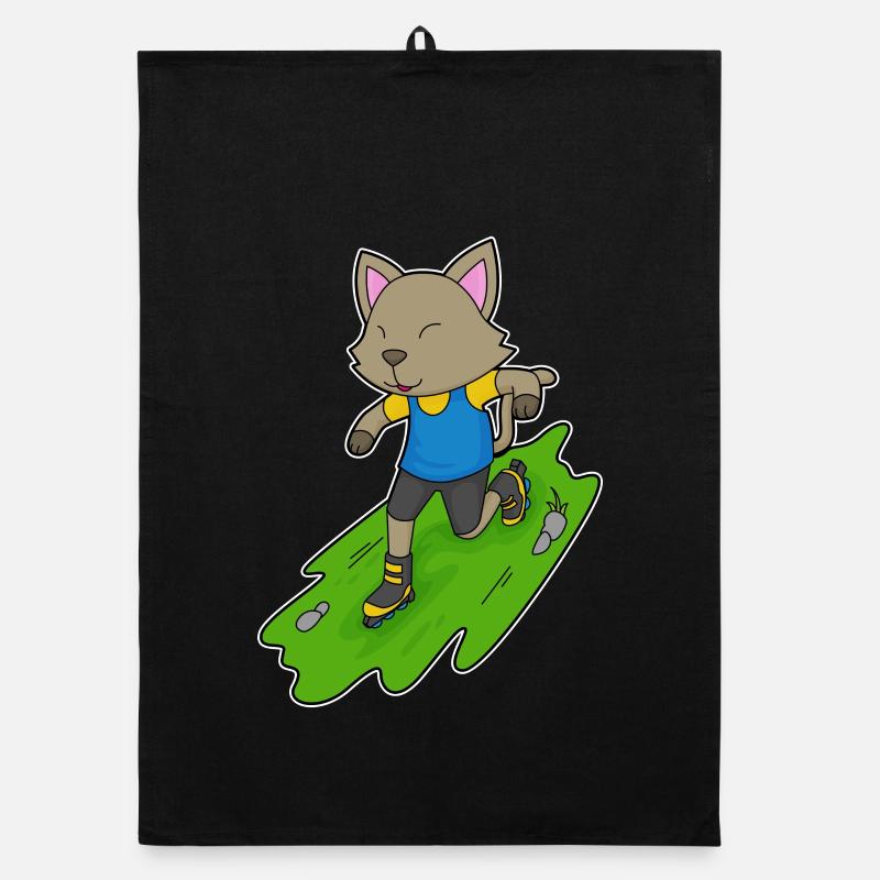 Katze Inline skating Inline skates Organic Geschirrtuch