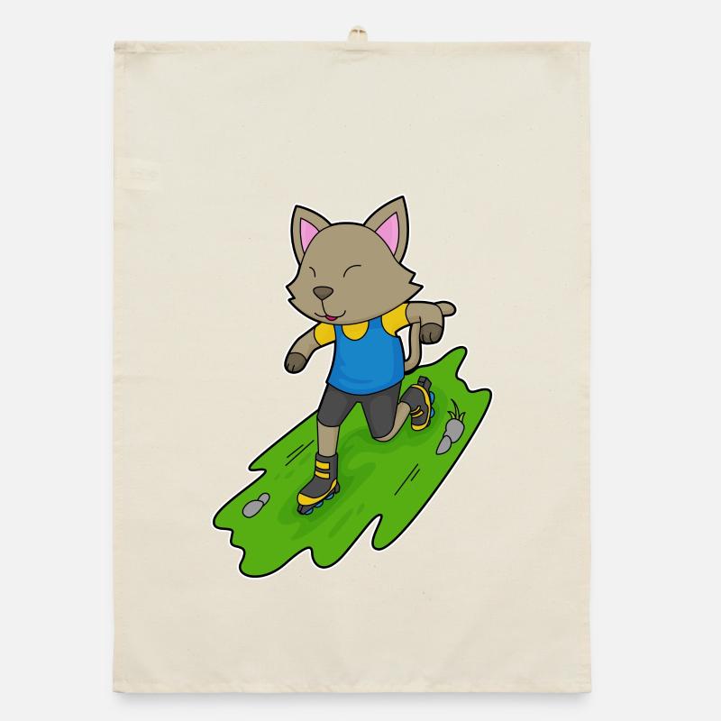 Cat Inline skating Inline skates Organic dish towel