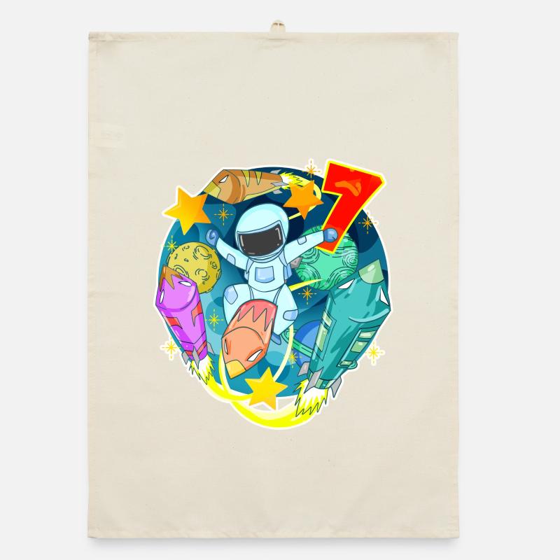 7e anniversaire 7 ans Jeune astronaute Espace Torchon bio