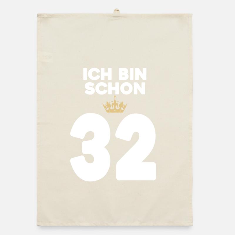 32. Geburtstag Geschenk - 32 Jahre mit Krone Organic Geschirrtuch