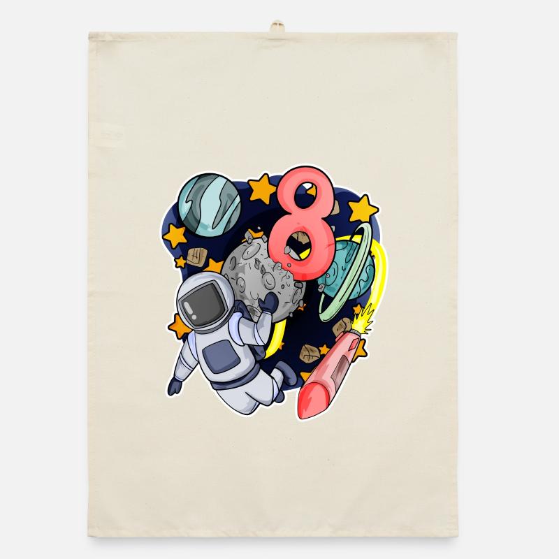 8th birthday 8 years young astronaut space Organic dish towel