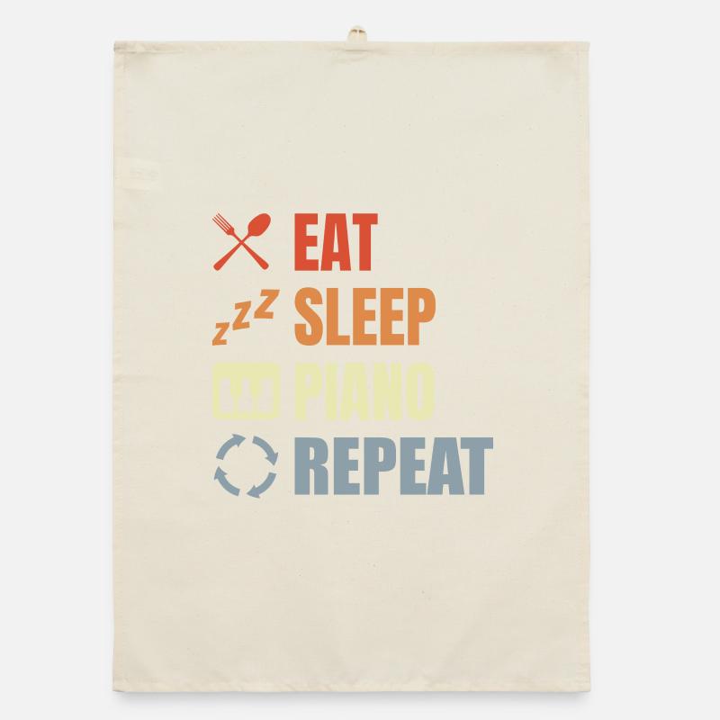 Eating Sleeping Piano Repeat Organic dish towel