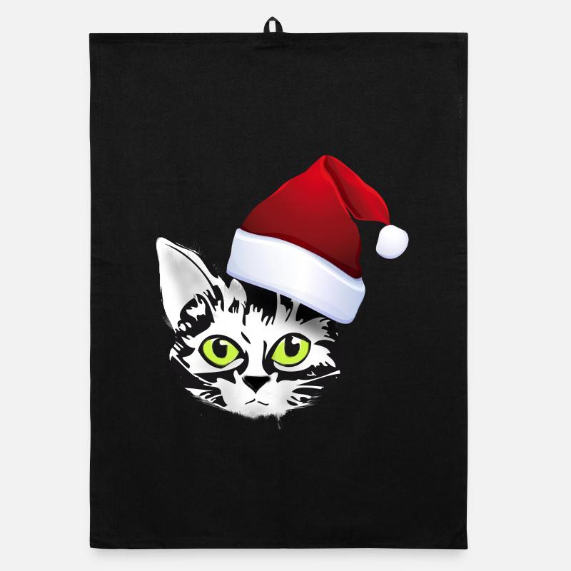 chat noël noël père noël chat mignon mignon lol Torchon bio