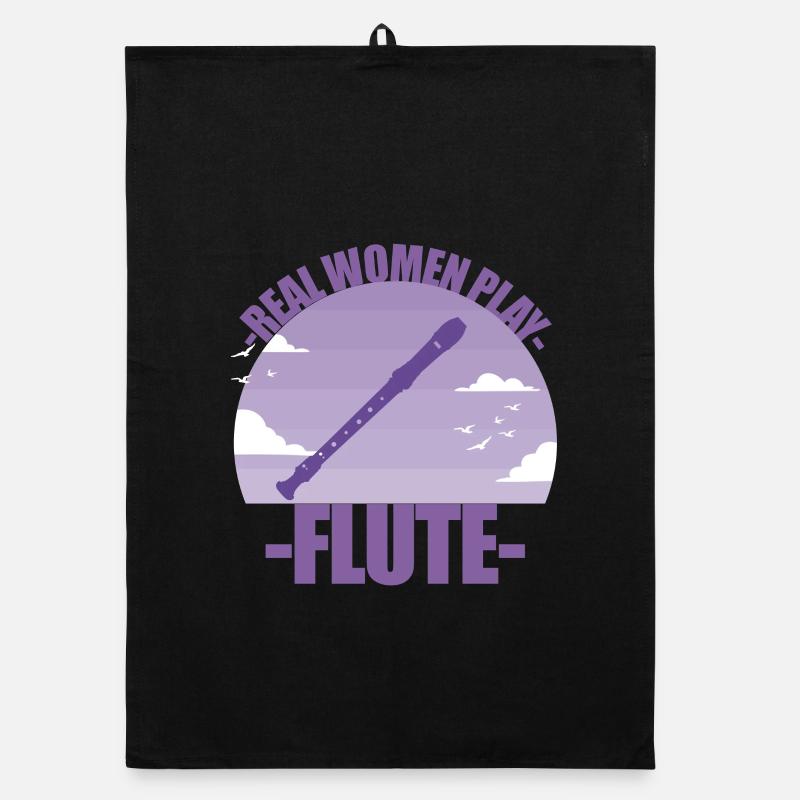 Flöte Instrument Musikerin Mädchen Geschenk Organic Geschirrtuch