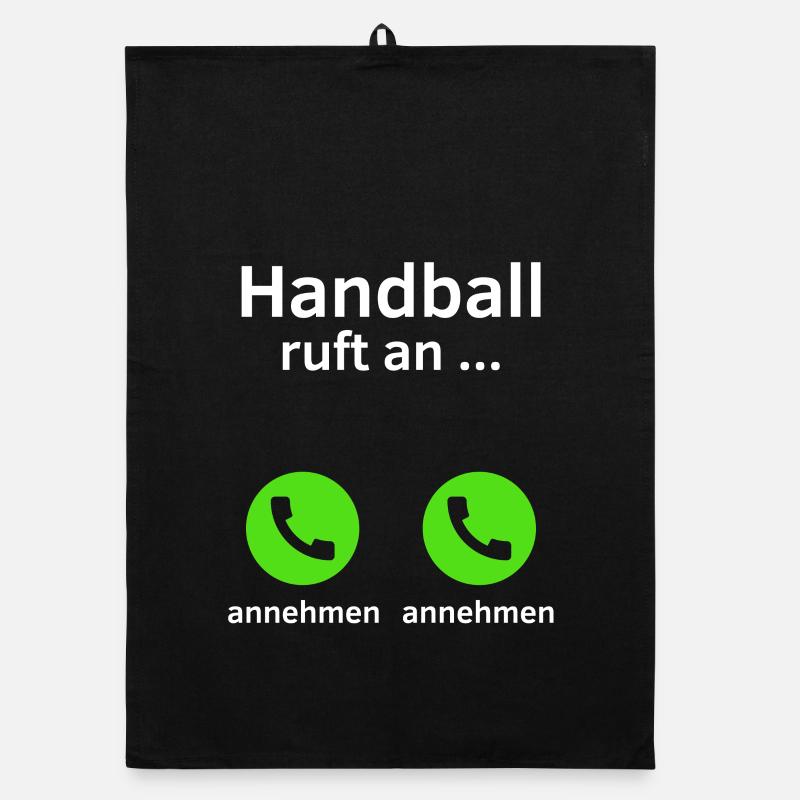 Handball ruft an - annehmen oder annehmen? - Organic Geschirrtuch - Schwarz