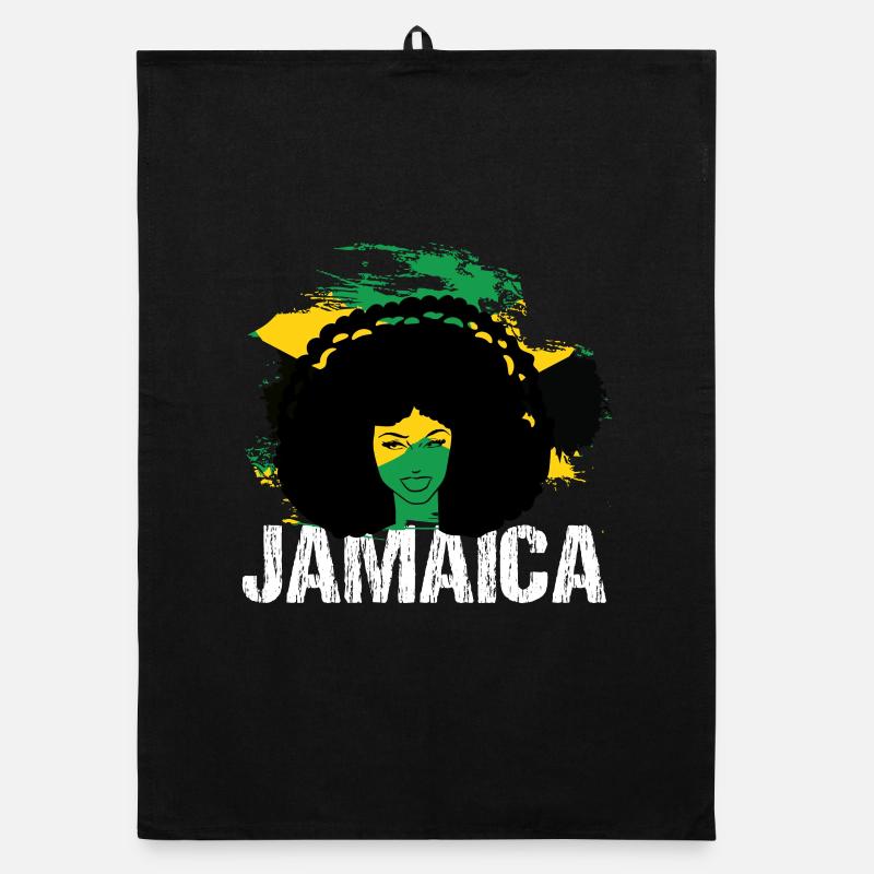Collage des couleurs du drapeau de la Jamaica Afro Diva Torchon bio