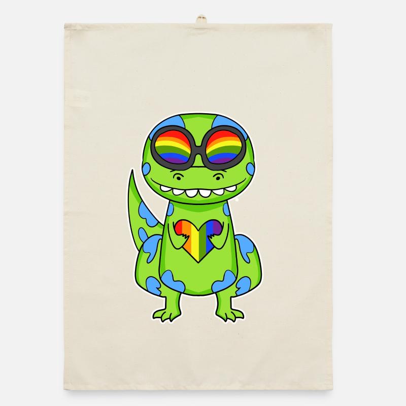 LGBT Tier Dinosaurier Regenbogen Herz Organic Geschirrtuch