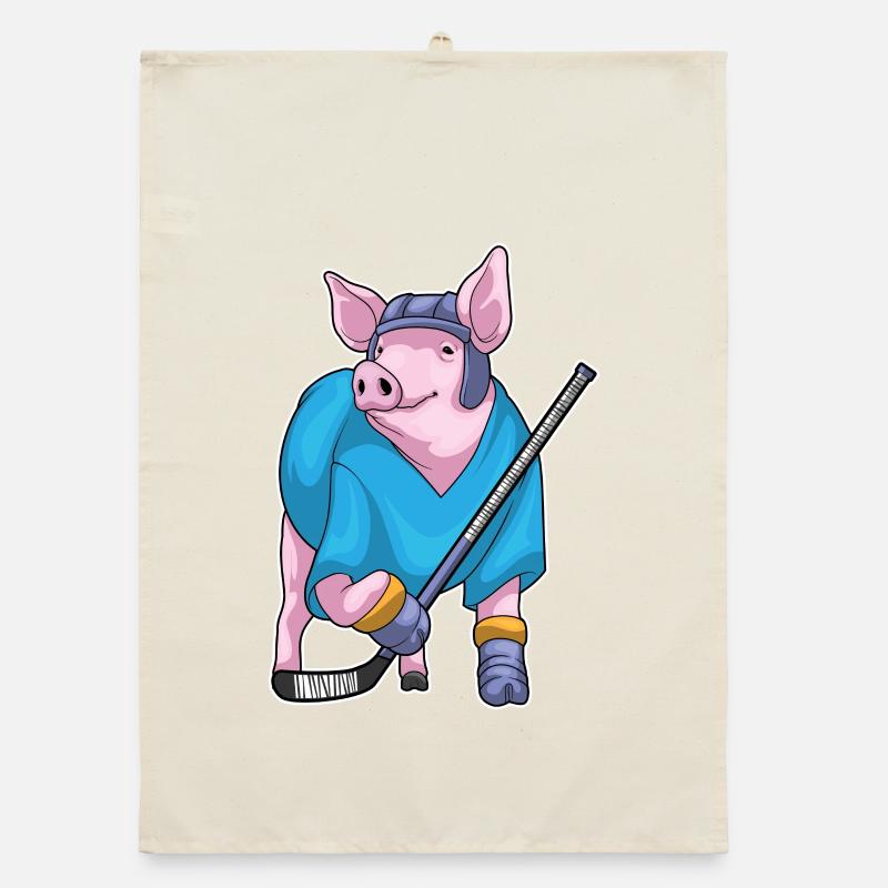 Schwein Eishockey Eishockeyschläger Organic Geschirrtuch