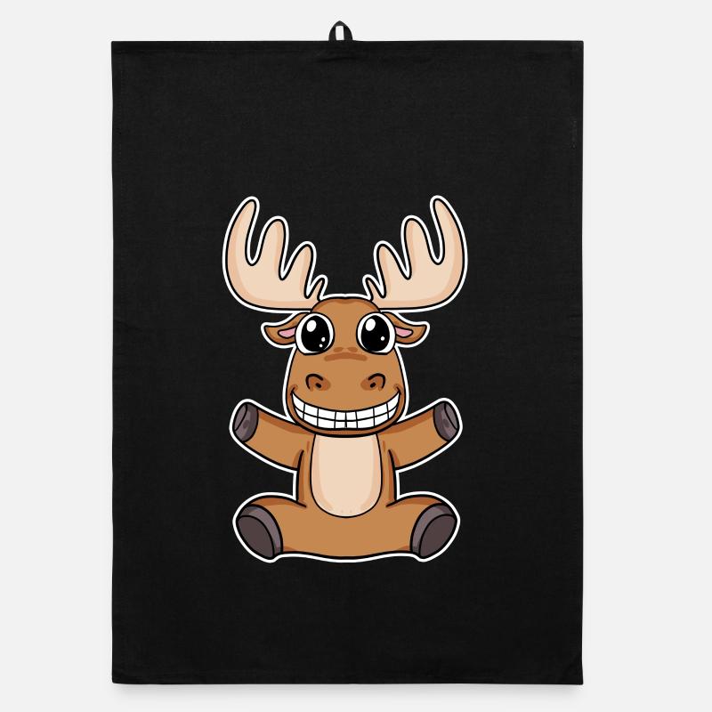 Cerf wapiti - Torchon bio - noir