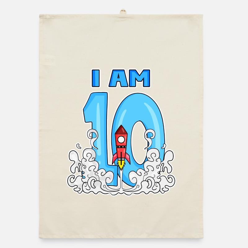 10th birthday - 10 years old Young rocket Organic dish towel
