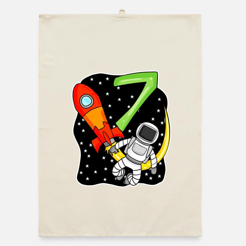 7e anniversaire - 7 ans Jeune astronaute Torchon bio