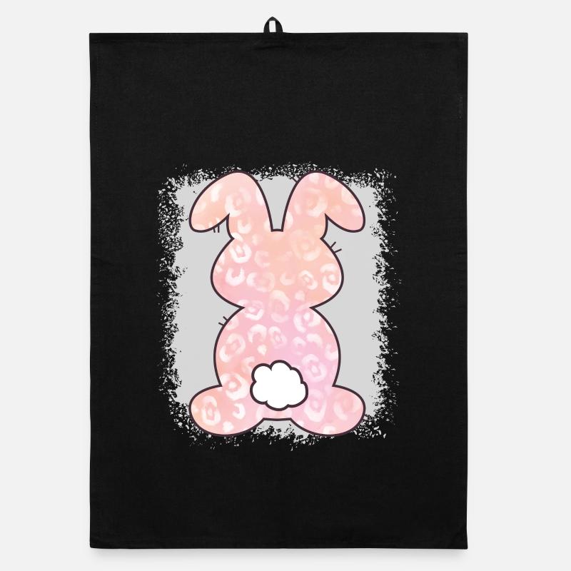 Lapin de Pâques blanchi imprimé léopard Torchon bio