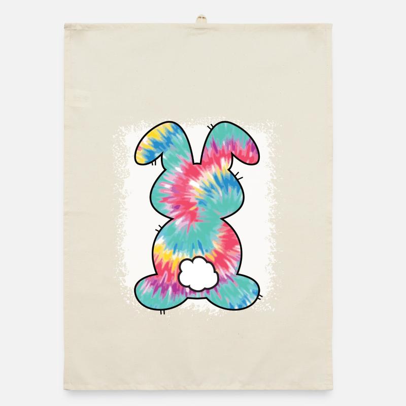 Tie Dye Rabbit Bleached Easter Organic dish towel
