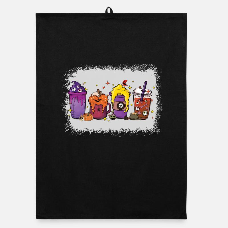 Autumn Hot Chocolate Cup Halloween Organic dish towel