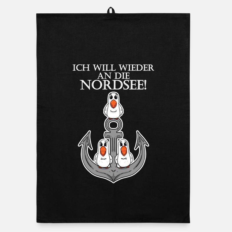 Nordsee Plattdeutsch Spruch Moin Möwe Anker Organic Geschirrtuch