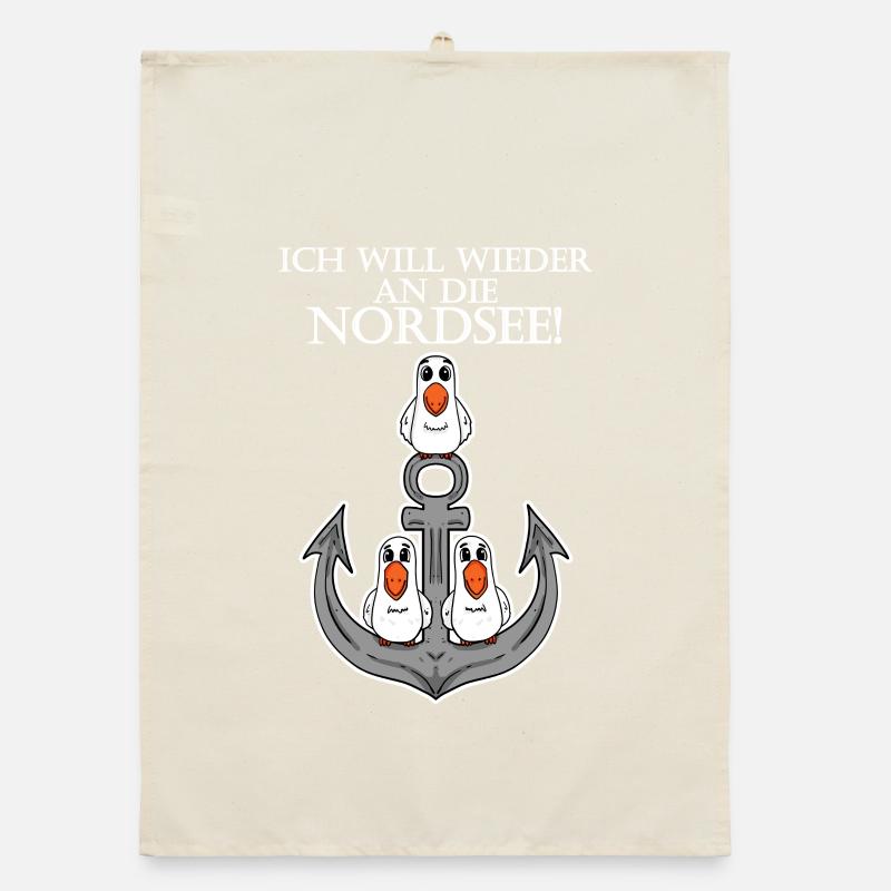 Nordsee Plattdeutsch Spruch Moin Möwe Anker Organic Geschirrtuch