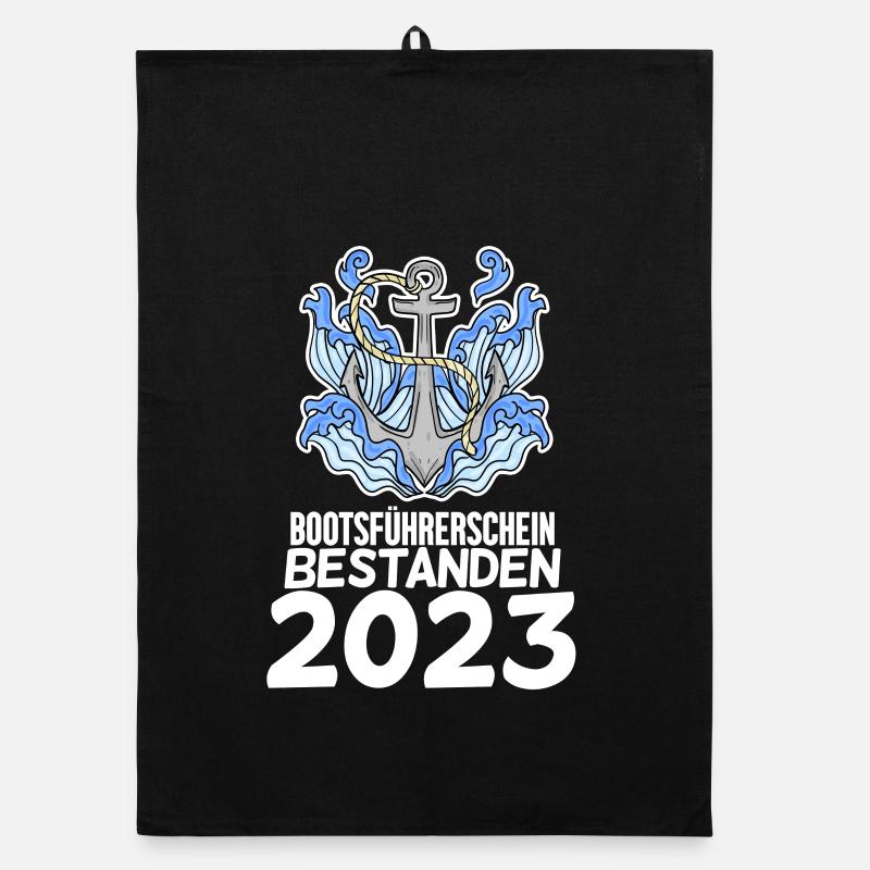 Bootsführerschein 2023 Motorboot Geschenk Organic Geschirrtuch