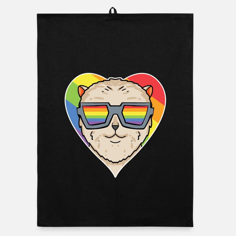 Arc-en-ciel - Chien à lunettes - Spitz miniature Torchon bio