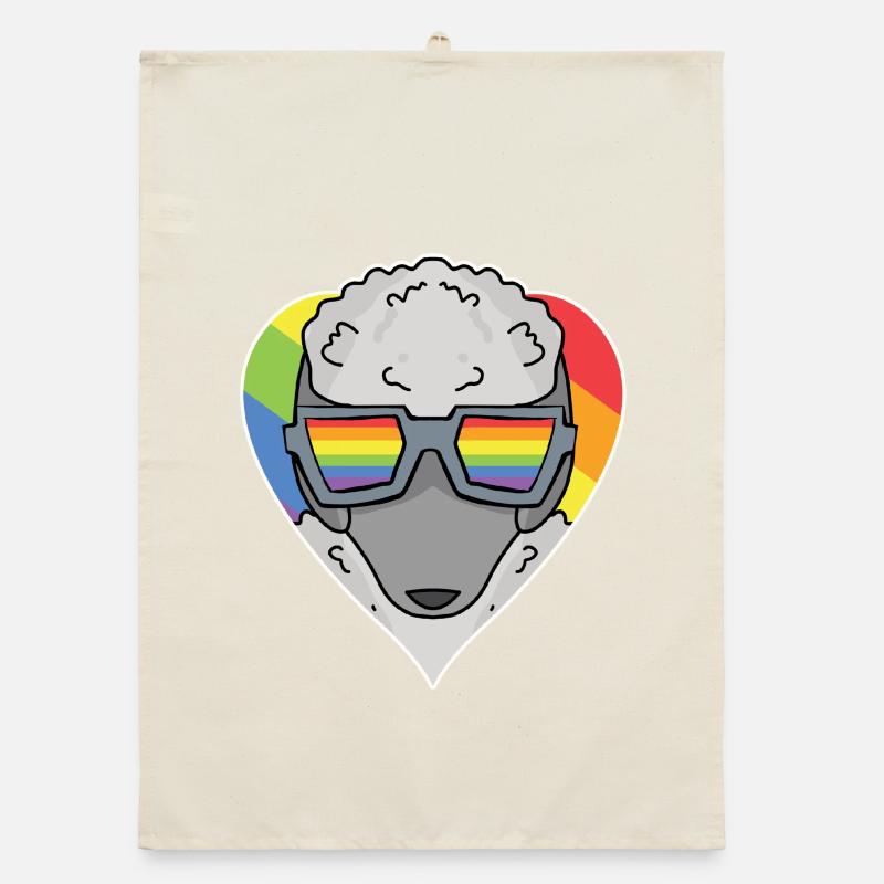 Regenbogen - Hund mit Brille - Pudel Organic Geschirrtuch