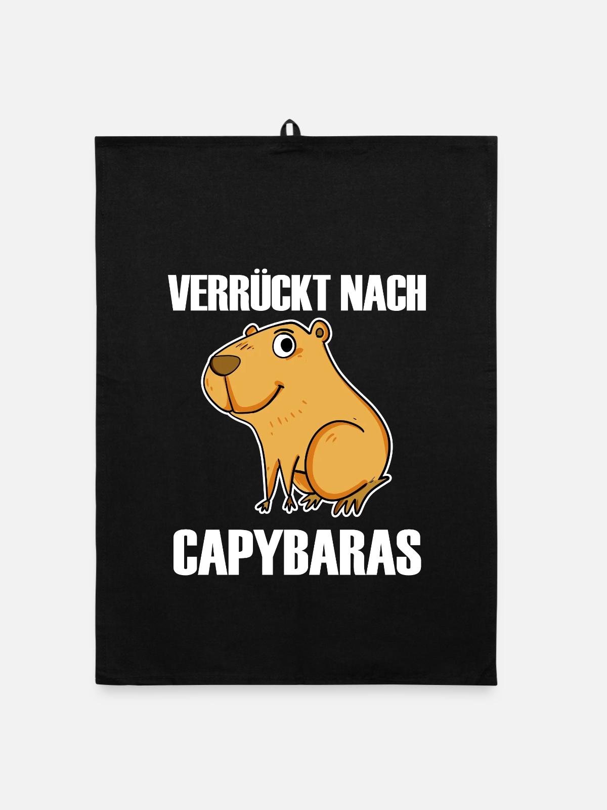 Capybara Wasserschwein Geschenk - Organic Geschirrtuch - Schwarz - Vorne