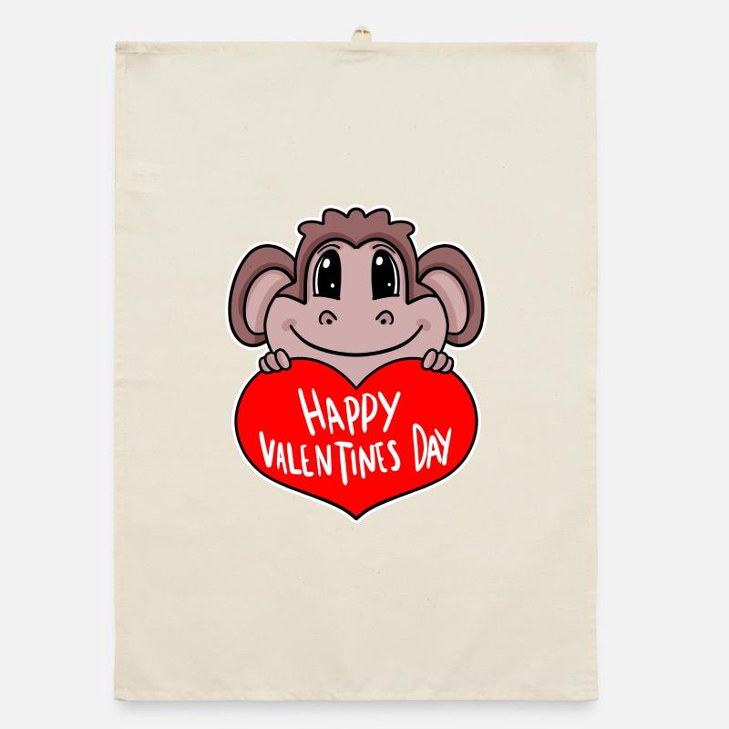 Singe de cœur de la Saint-Valentin Torchon bio