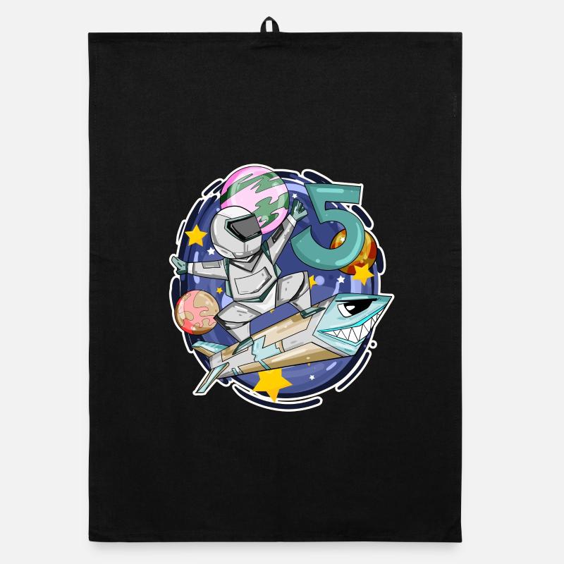 5e anniversaire - 5 ans cadeau de garçon astronaute Torchon bio