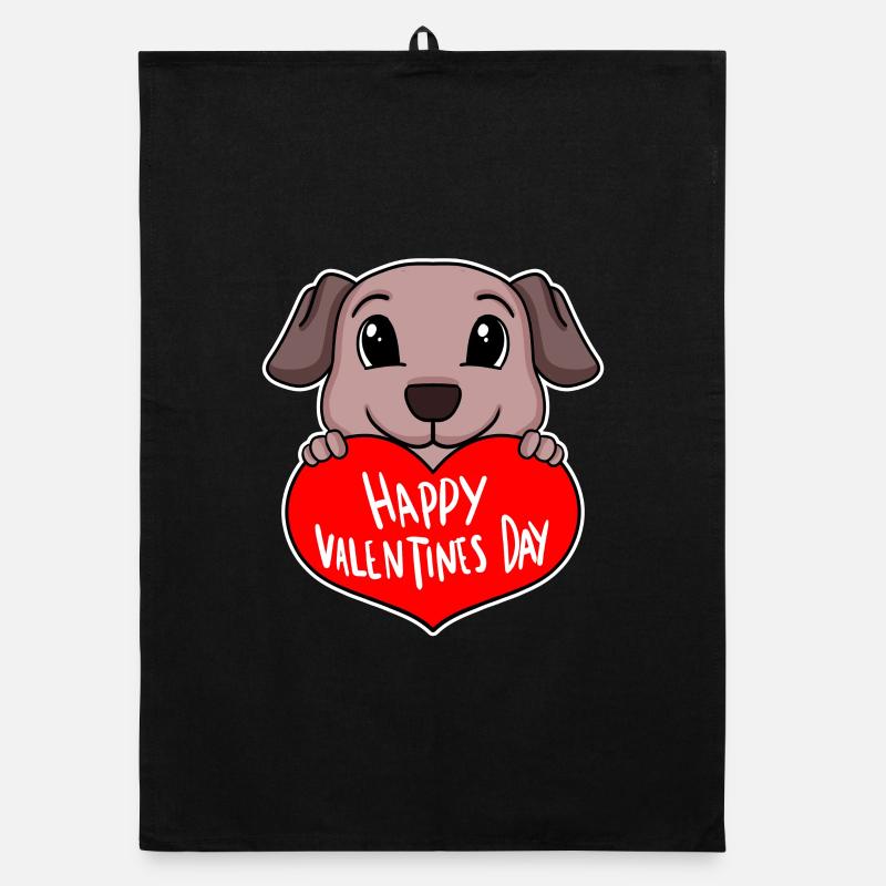 Valentinstag Herz Hund Hundebesitzer Organic Geschirrtuch