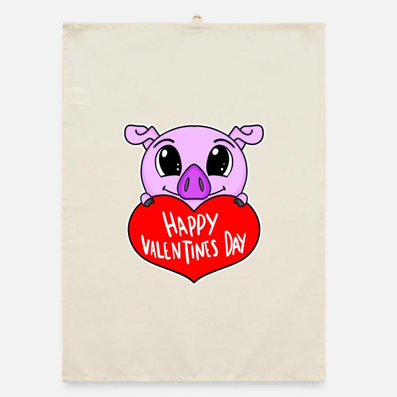 Cochon de cœur de la Saint-Valentin Torchon bio
