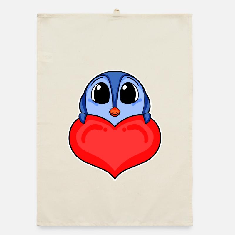 Pinguin mit Herz - Liebe Romantisch Organic Geschirrtuch