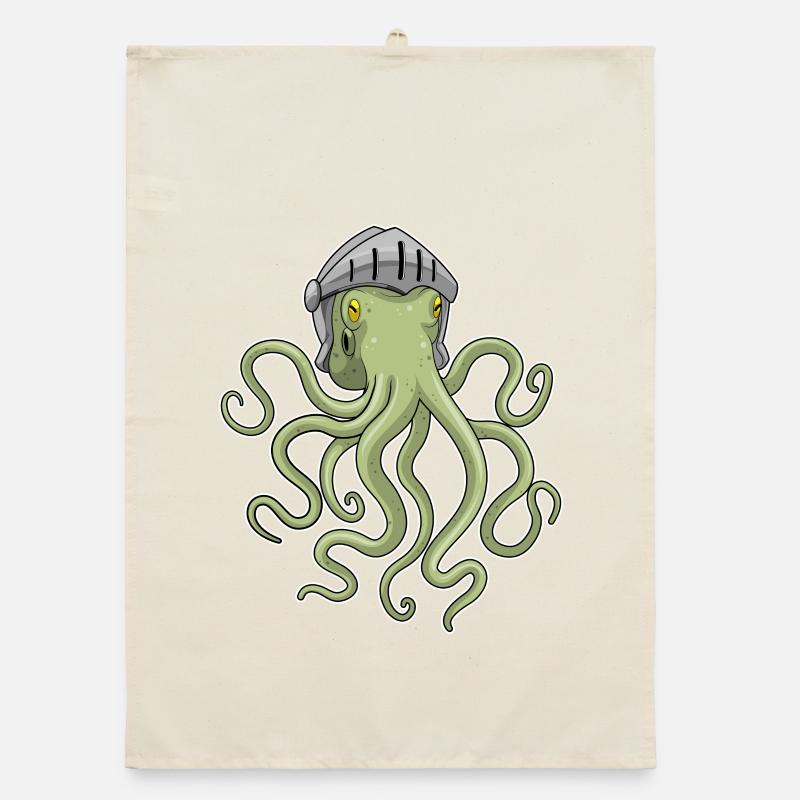 Krake Krieger Helm Organic Geschirrtuch