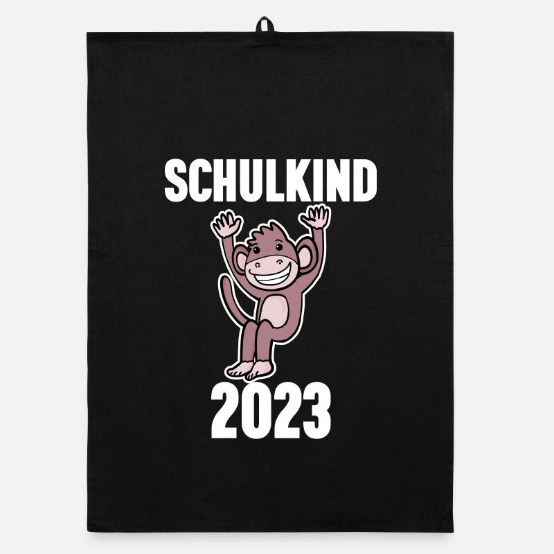 Schuldkind Einschulung Affe 2023 Organic Geschirrtuch