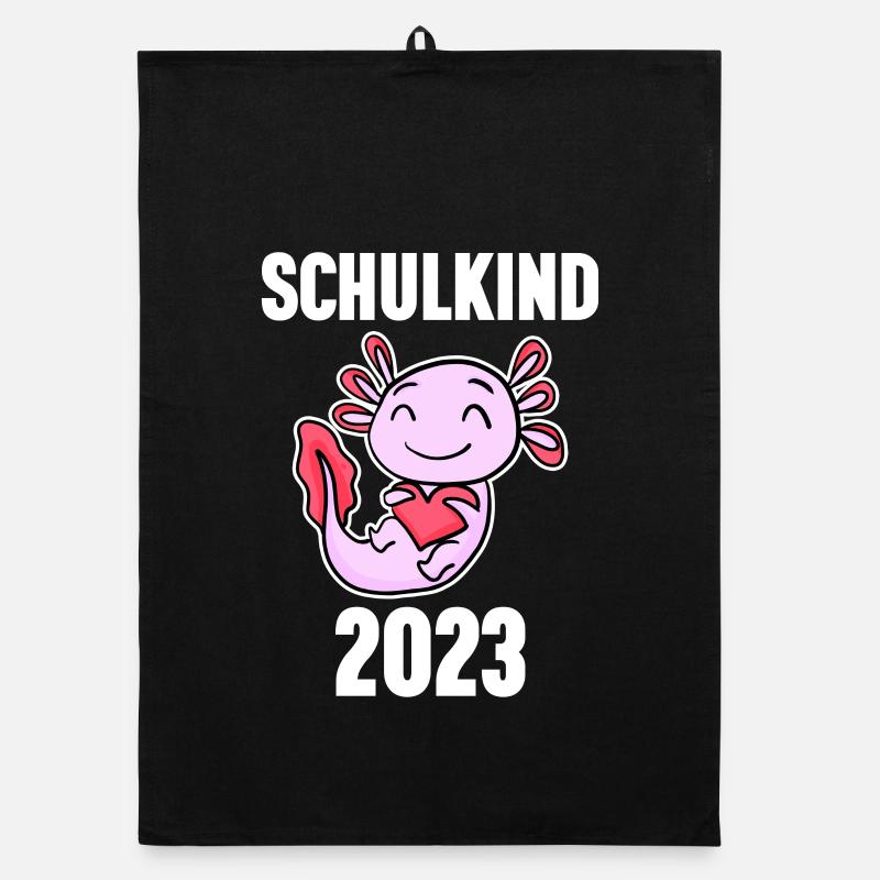 Schuldkind Einschulung Axolotl 2023 Organic Geschirrtuch